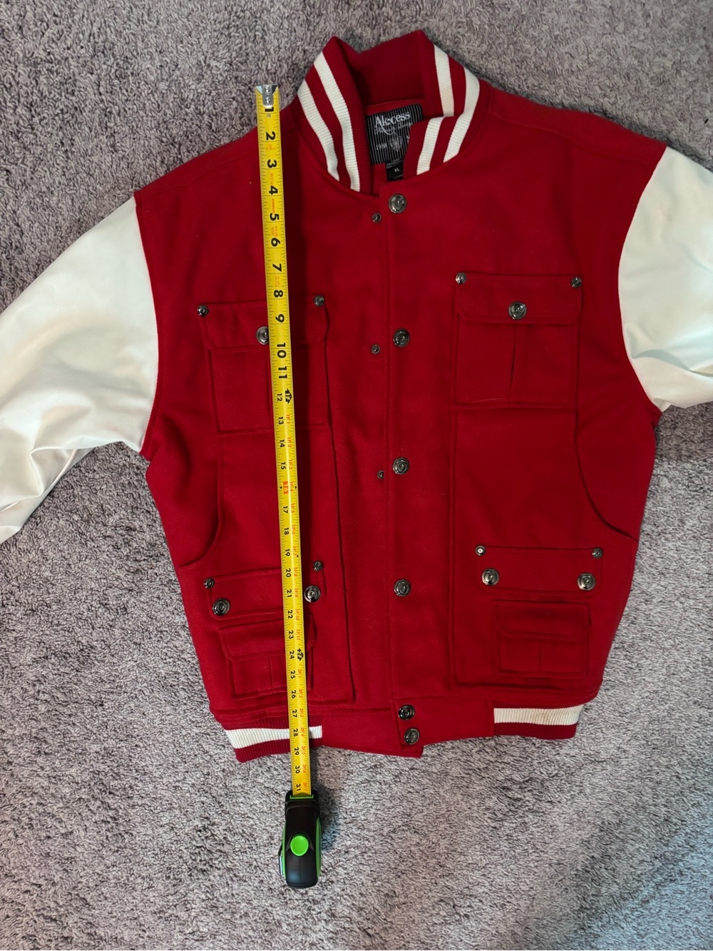 Red and White Varsity Letterman Jacket Size XL - Picture 7 of 7